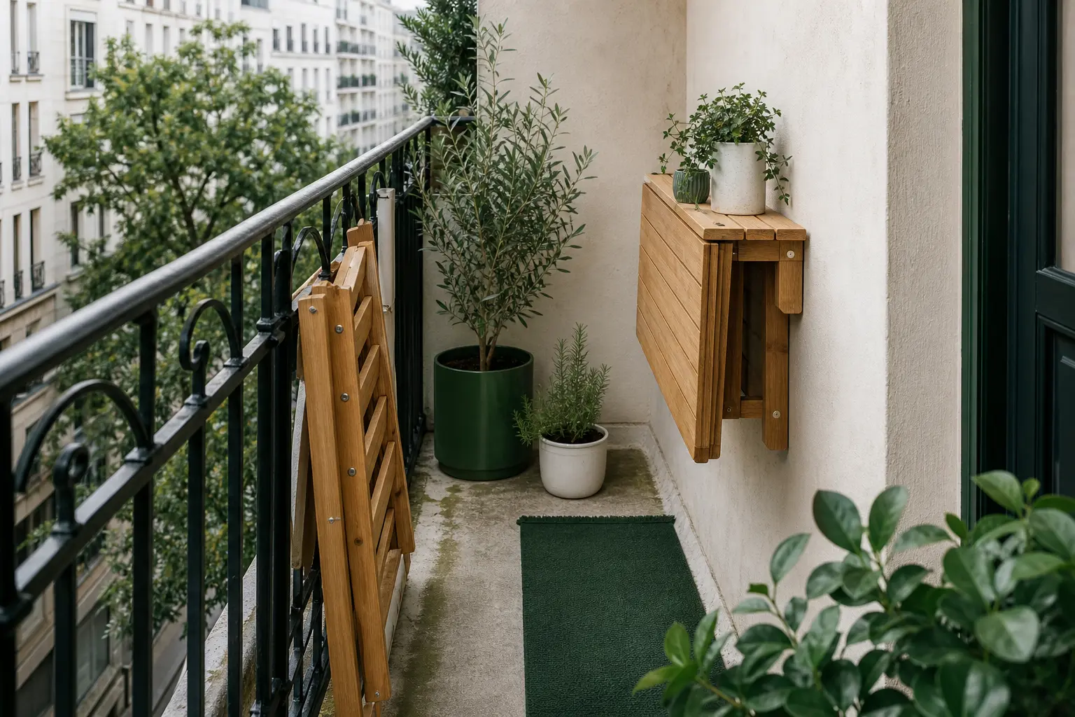 mobilier pliable pour aménagement petit balcon étroit