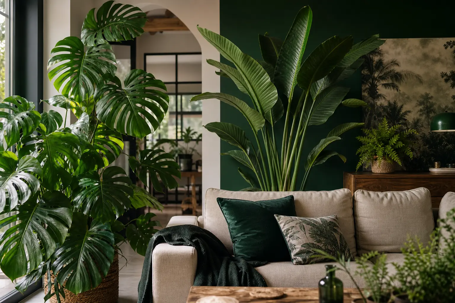 plantes imposantes pour une déco plante intérieur salon style jungle urbaine